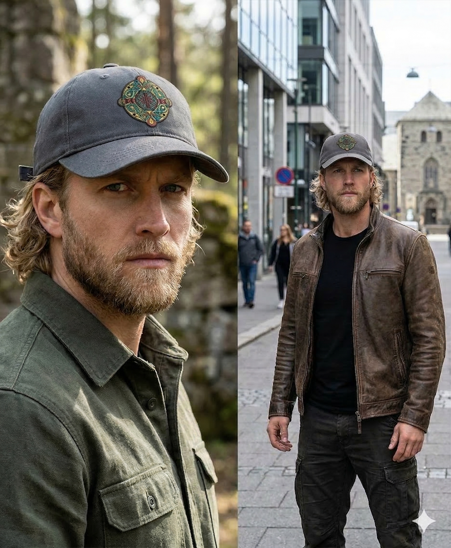 VIKING NORSE DRAGON CROSS SHIELD – LOW PROFILE ADJUSTABLE CAP – NORDIC WARRIOR DESIGN – UNISEX
